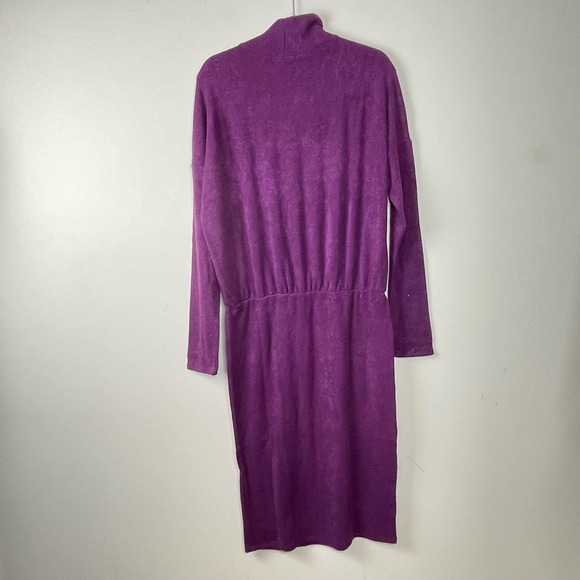 Three Dots Purple Mock Neck Midi Dress NWT Size Large - Picture 3 of 8